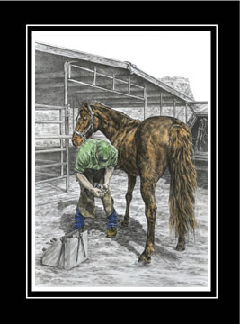 farrier trimming horse print color