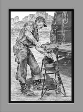 farrier blacksmith print black white