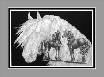 friesian horse print black white